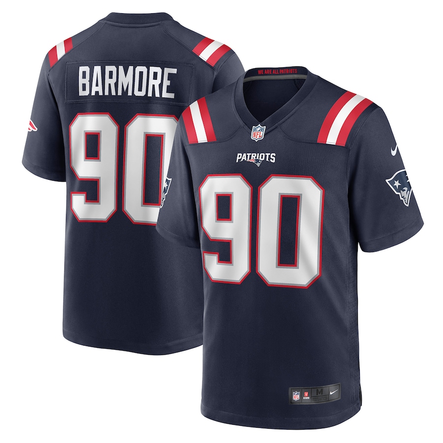 Men’s New England Patriots Christian Barmore Nike Navy Player Game Jersey