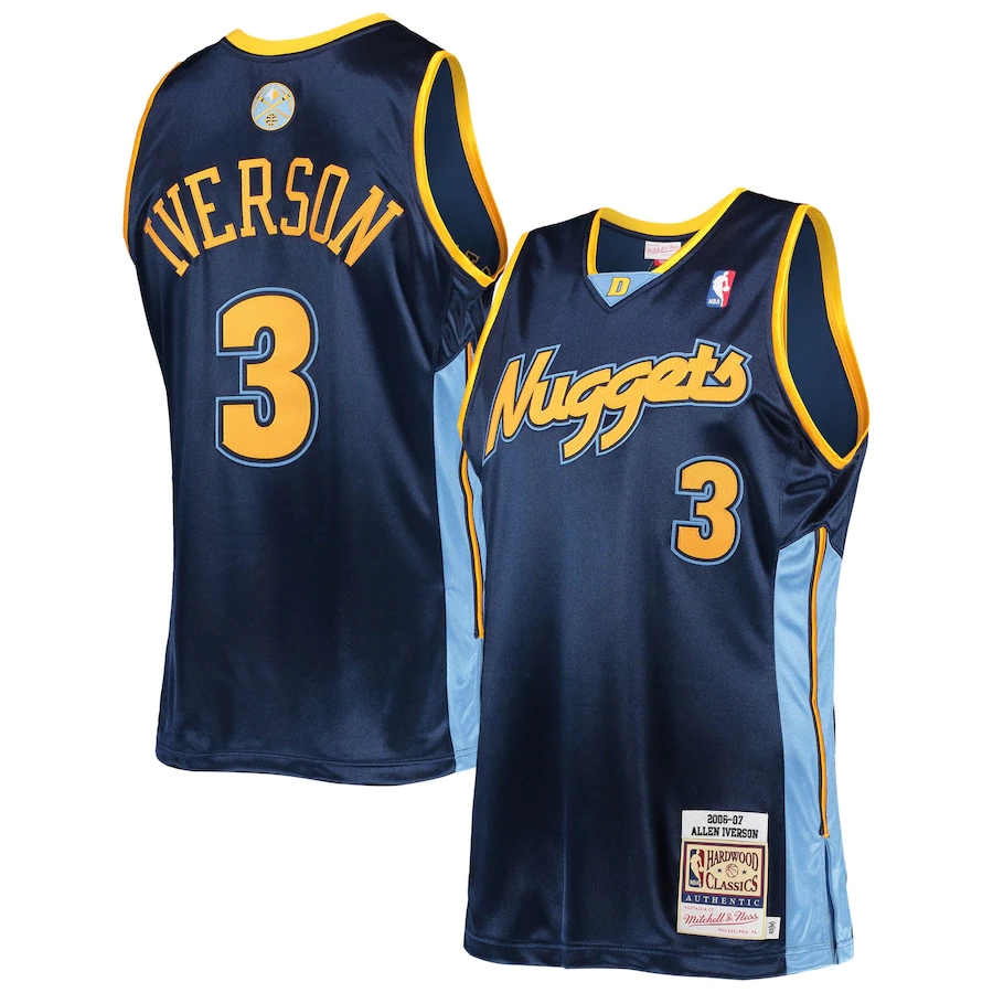 Men's Denver Nuggets Allen Iverson Mitchell & Ness Navy Hardwood Classics Authentic 2006 Jersey