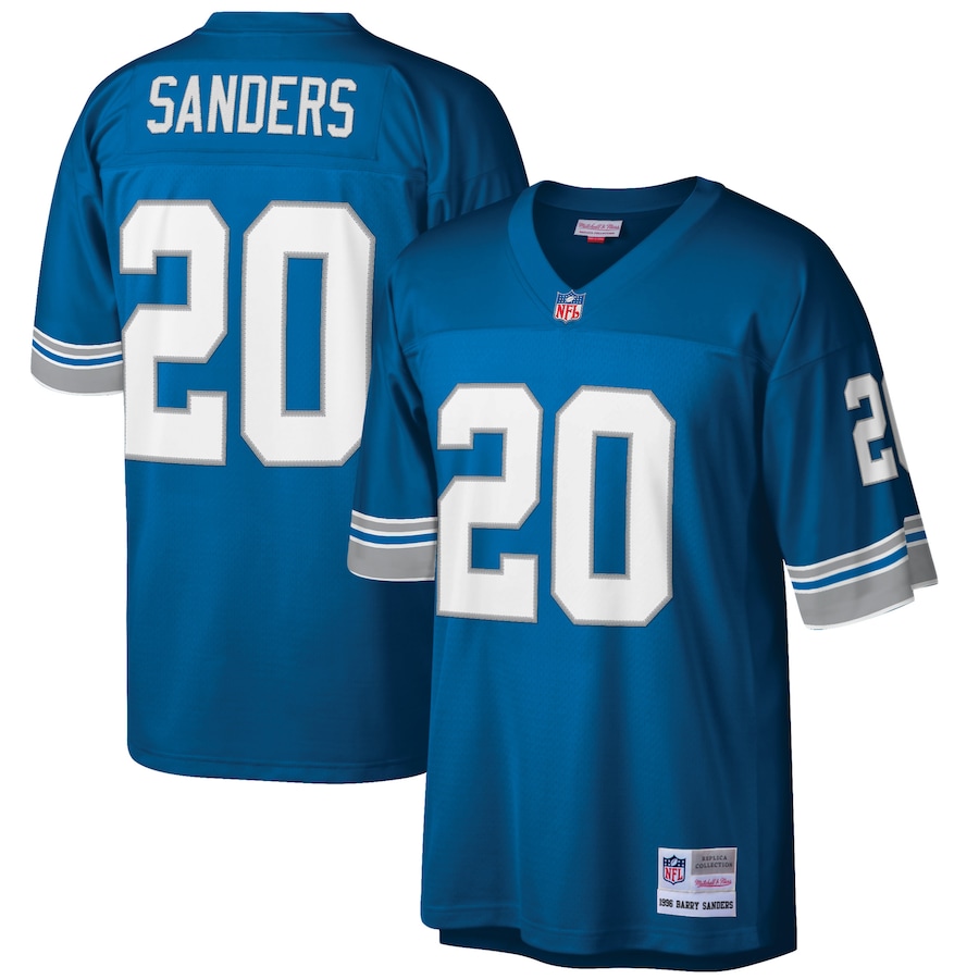 Men’s Detroit Lions Barry Sanders Mitchell & Ness Blue Big & Tall 1996 Retired Player Replica Jersey