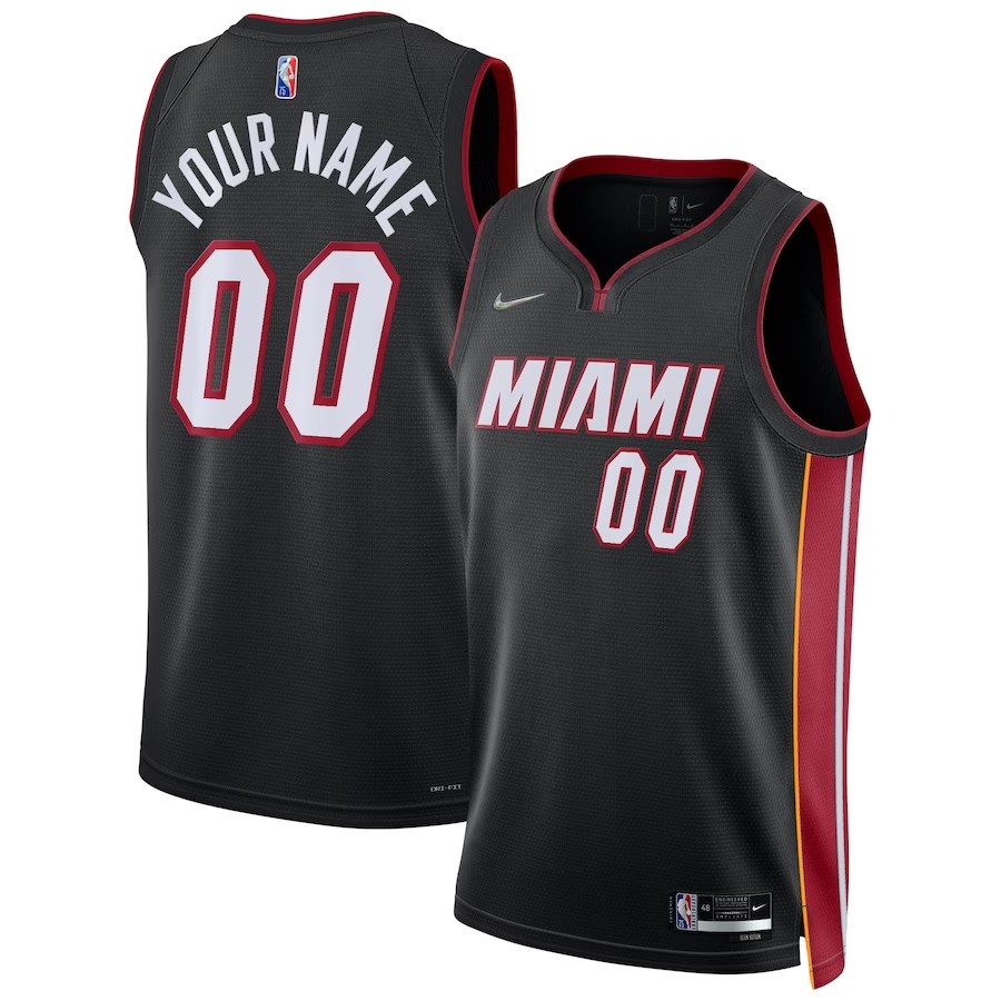 Men's Miami Heat Nike Black 2021/22 Diamond Authentic Custom Jersey - Icon Edition