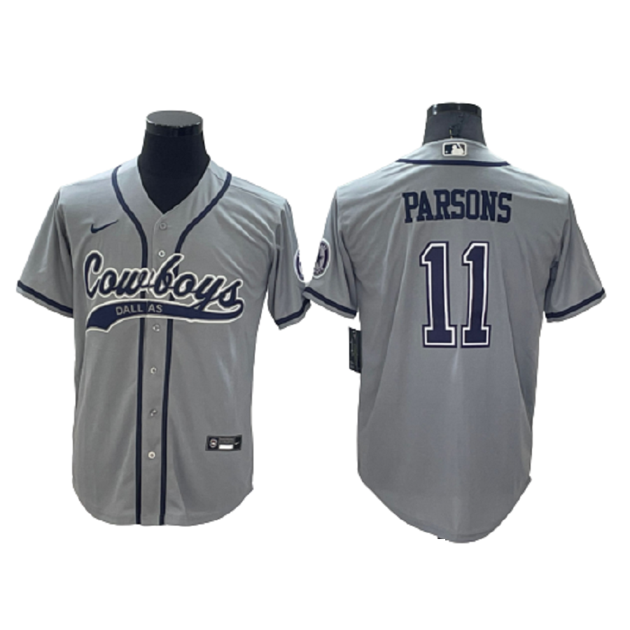Men's Dallas Cowboys 11 Micah Parsons Gray Cool Base Stitched Baseball Jersey
