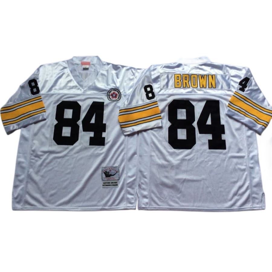 Men's Pittsburgh Steelers Antonio Brown Mitchell & Ness White Throwback Jersey