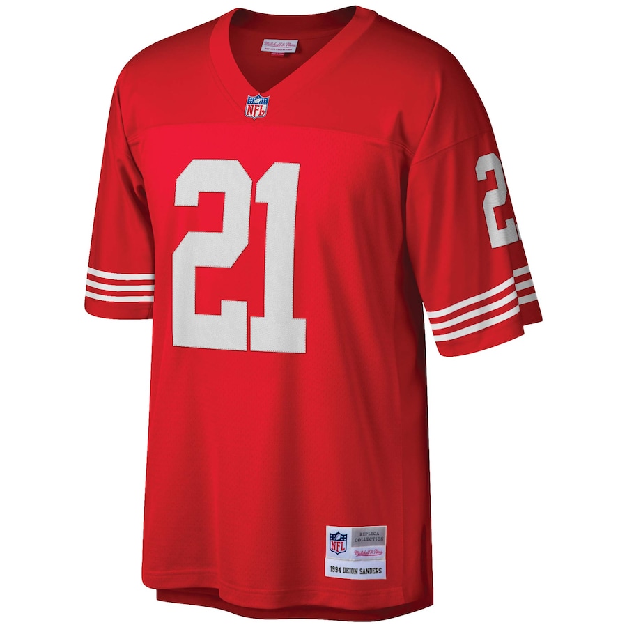 Men’s San Francisco 49ers Deion Sanders Mitchell & Ness Scarlet Legacy Replica Jersey