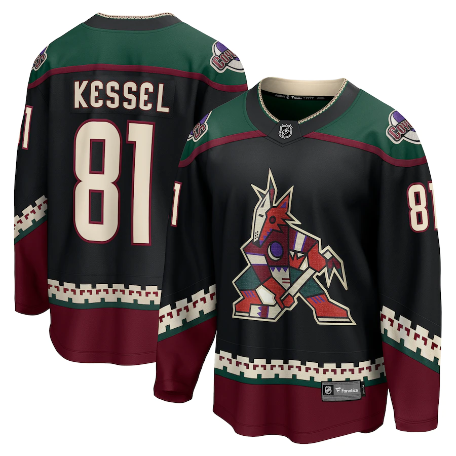 Men's Arizona Coyotes 81 Phil Kessel Fanatics Branded Black Home Premier Breakaway Player Jersey