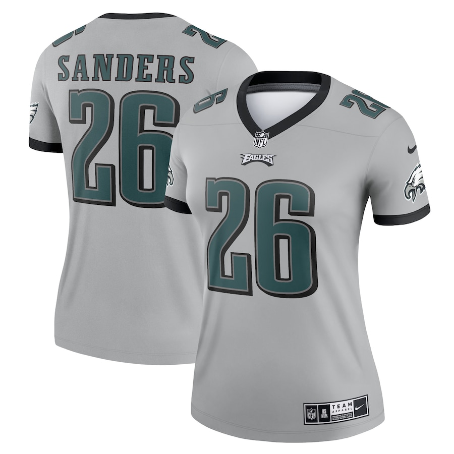 Women’s Philadelphia Eagles Miles Sanders Nike Silver Inverted Legend Jersey