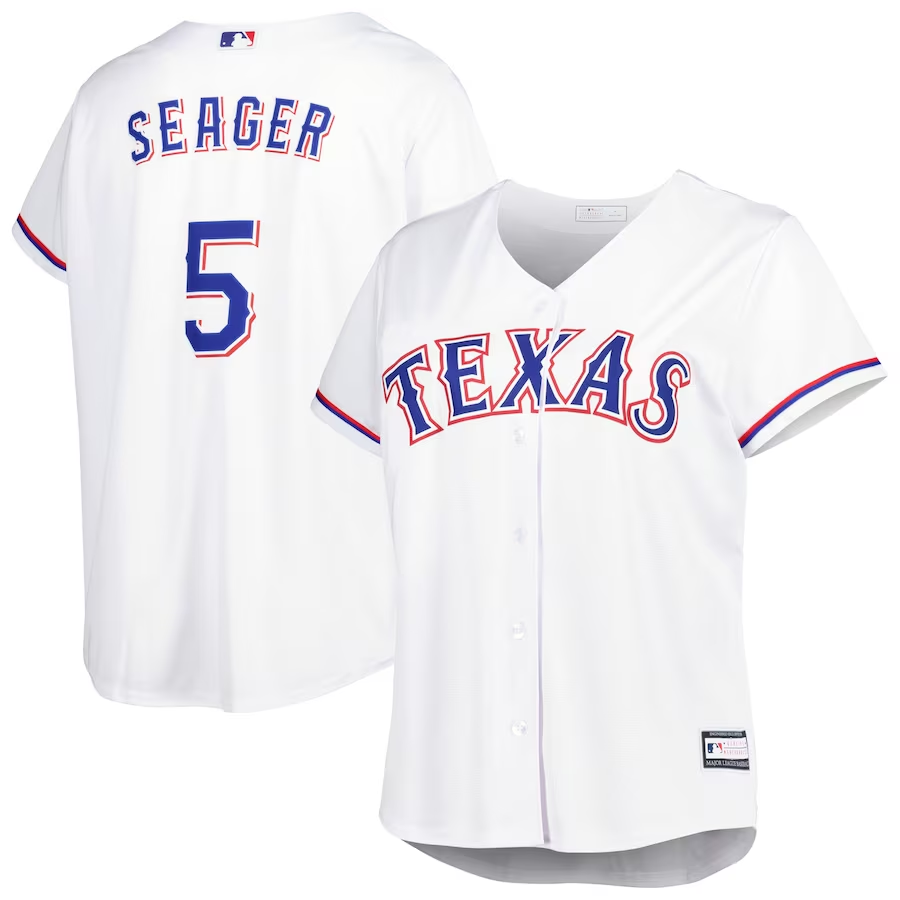 Women's Texas Rangers Corey Seager White Plus Size Replica Player Jersey