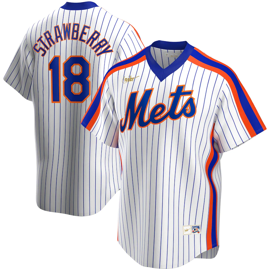 Men's New York Mets 18 Darryl Strawberry White Home Cooperstown Collection Player Jersey