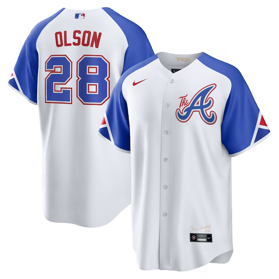 Men's Atlanta Braves Matt Olson White 2023 City Connect Replica Player Jersey