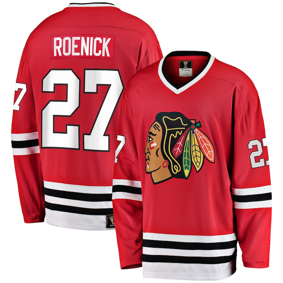 Men's Chicago Blackhawks 27 Jeremy Roenick Red Premier Breakaway Retired Player Jersey