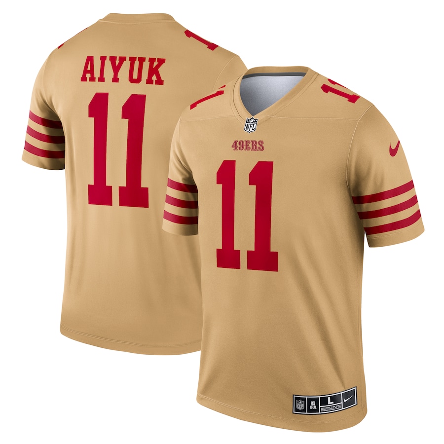 Men’s San Francisco 49ers Brandon Aiyuk Nike Gold Inverted Legend Jersey