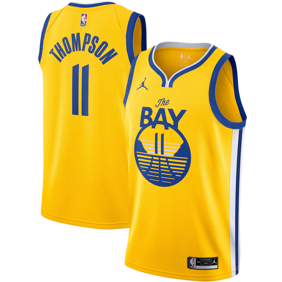 Men's Golden State Warriors 11 Klay Thompson Gold Swingman Jersey - Statement Edition