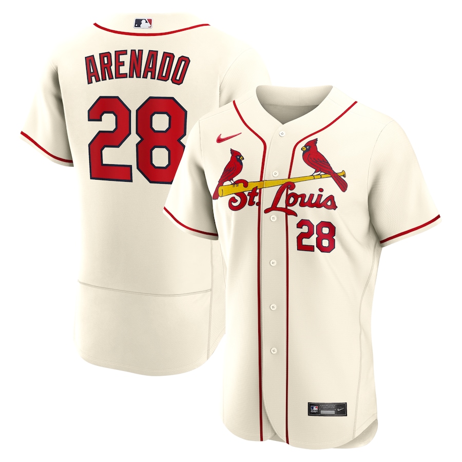 Men's St. Louis Cardinals 28 Nolan Arenado Cream Alternate Authentic Player Jersey