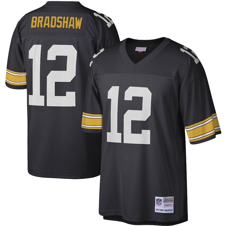 Men’s Pittsburgh Steelers Terry Bradshaw Mitchell & Ness Black Legacy Replica Jersey