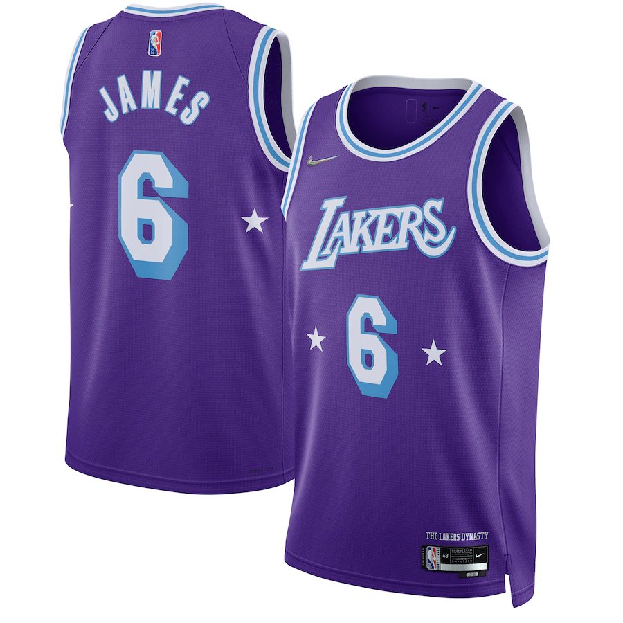Men's Los Angeles Lakers 6 LeBron James Purple 2021-22 Swingman Jersey - City Edition