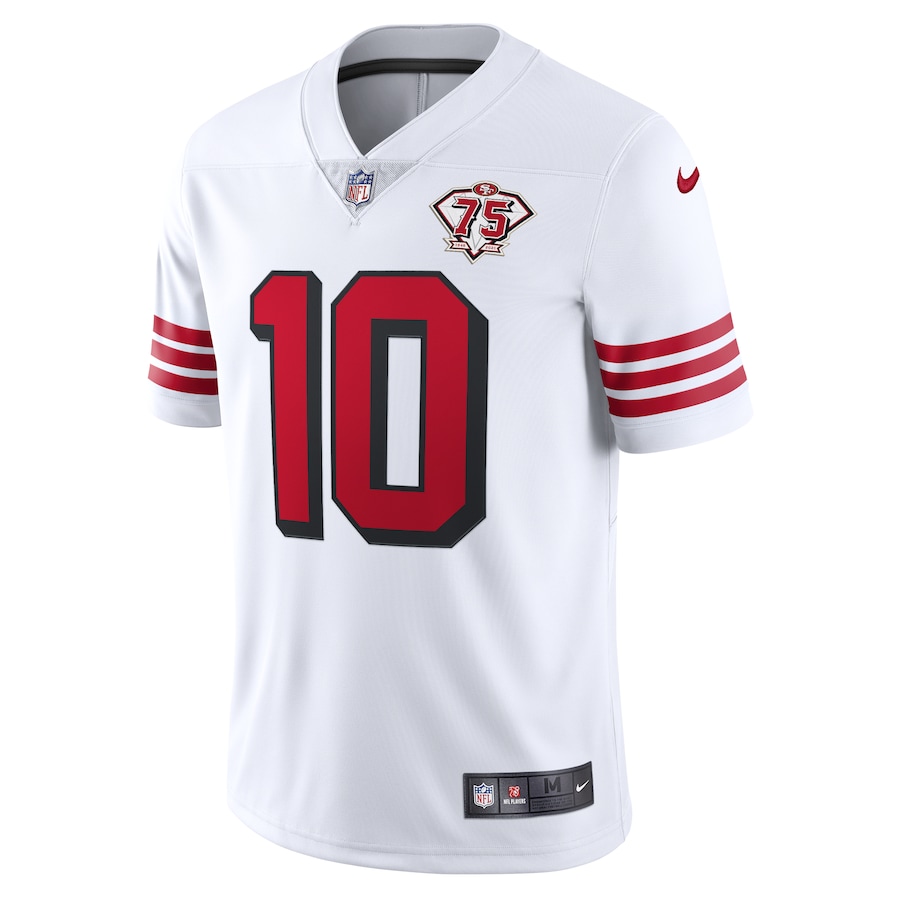 Men’s San Francisco 49ers Jimmy Garoppolo Nike White 75th Anniversary 2nd Alternate Vapor Limited Jersey