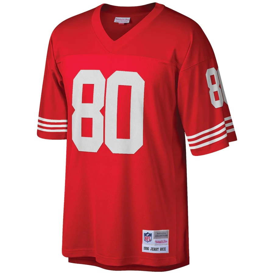 Men’s San Francisco 49ers Jerry Rice Mitchell & Ness Scarlet Big & Tall 1990 Retired Player Replica Jersey