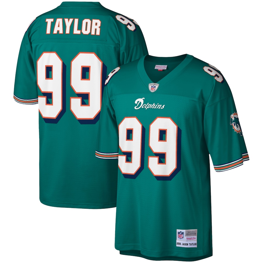 Men’s Miami Dolphins Jason Taylor Mitchell & Ness Aqua 2006 Legacy Replica Jersey