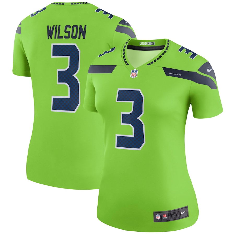 Women’s Seattle Seahawks Russell Wilson Nike Neon Green Color Rush Legend Jersey
