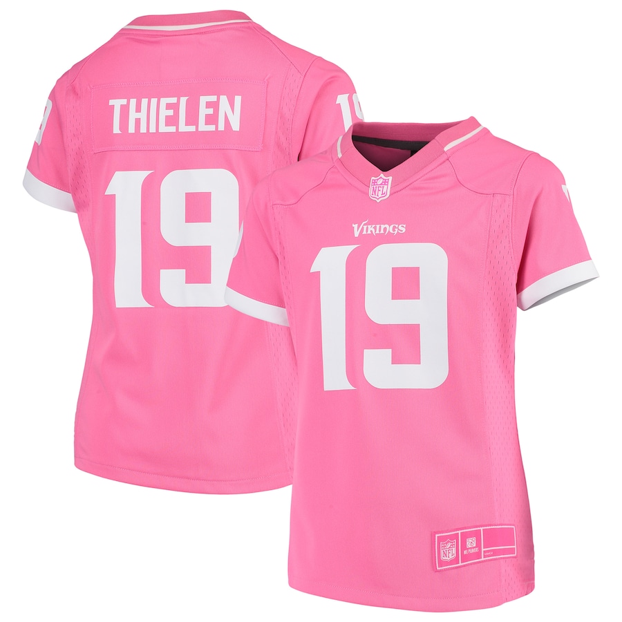 Girls Youth Adam Thielen Pink Minnesota Vikings Fashion Bubble Gum Jersey