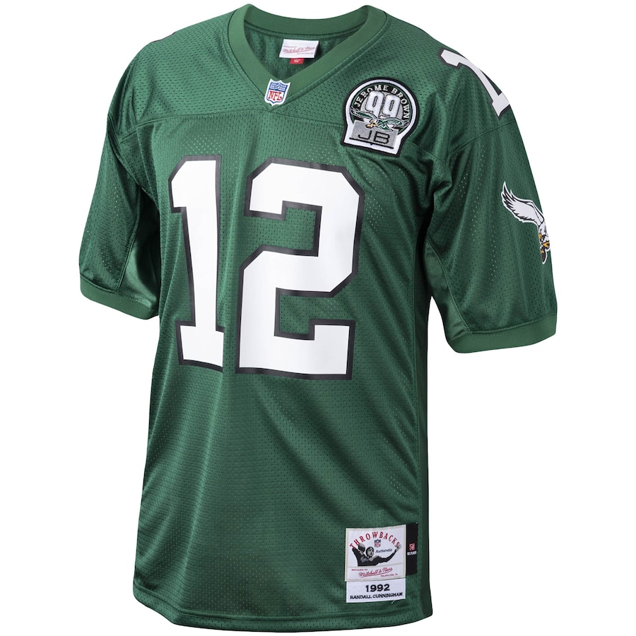 Men’s Philadelphia Eagles Randall Cunningham Mitchell & Ness Kelly Green 1992 Authentic Throwback Retired Player Jersey