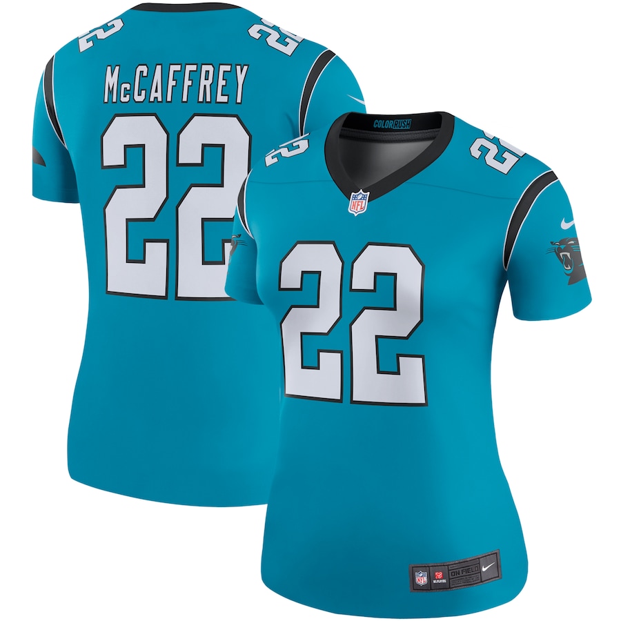 Women’s Carolina Panthers Christian McCaffrey Nike Blue Color Rush Legend Player Jersey