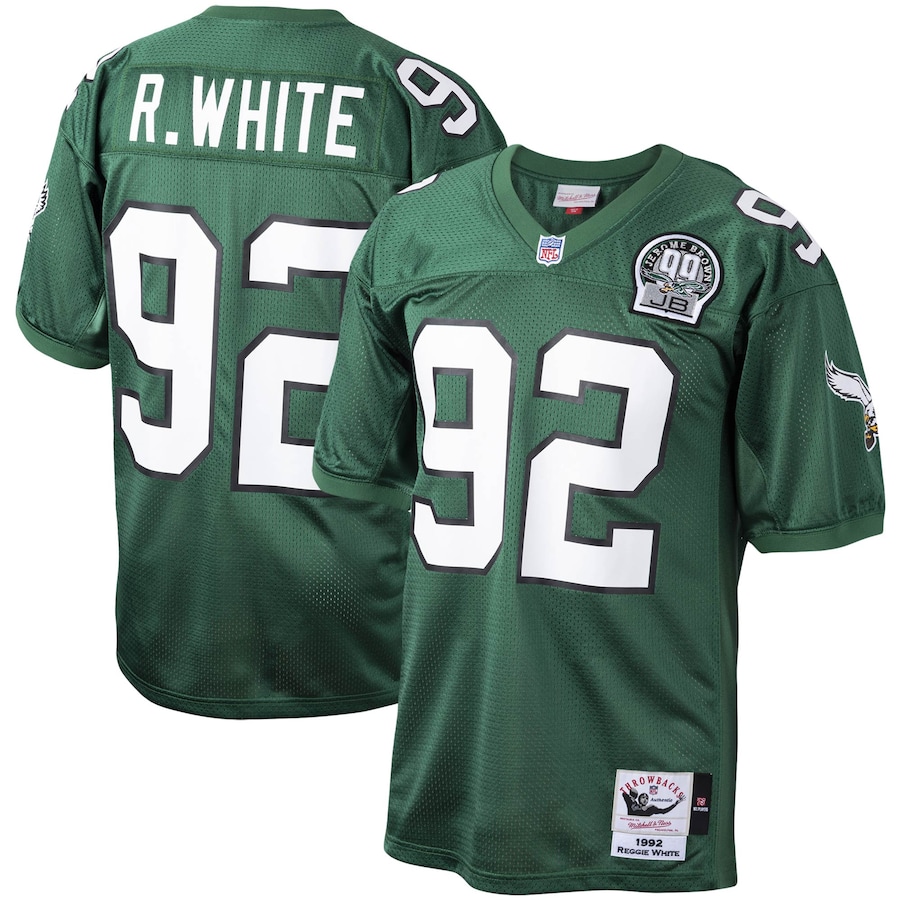 Men’s Philadelphia Eagles Reggie White Mitchell & Ness Kelly Green 1992 Authentic Throwback Retired Player Jersey