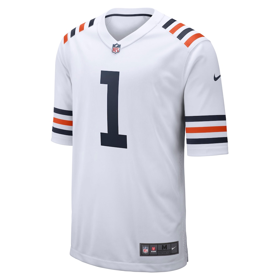 Men’s Chicago Bears Justin Fields Nike White 2021 NFL Draft First Round Pick Alternate Classic Game Jersey