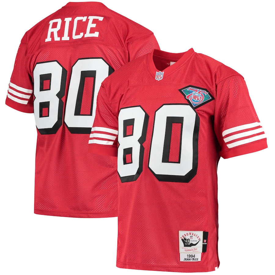 Men’s San Francisco 49ers Jerry Rice Mitchell & Ness Scarlet 1994 Authentic Retired Player Jersey