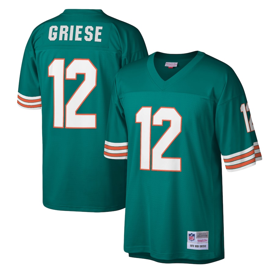 Men’s Miami Dolphins Bob Griese Mitchell & Ness Aqua 1972 Legacy Replica Jersey