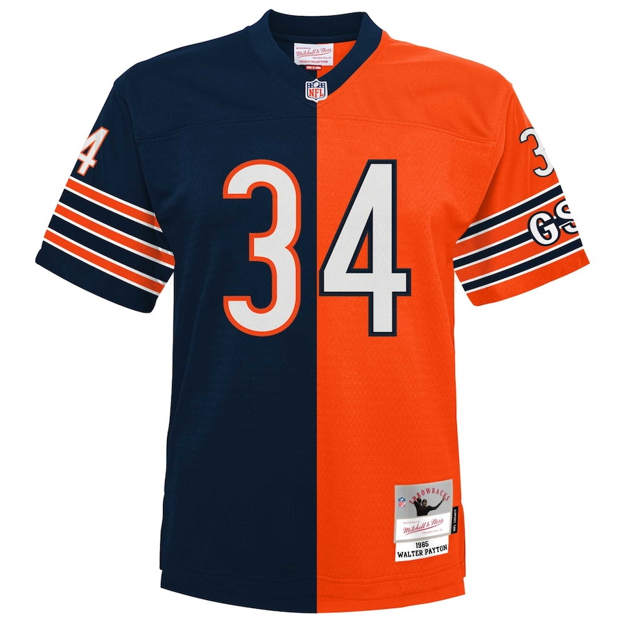 Men’s Chicago Bears Walter Payton Mitchell & Ness Navy/Orange 1985 Split Legacy Replica Jersey
