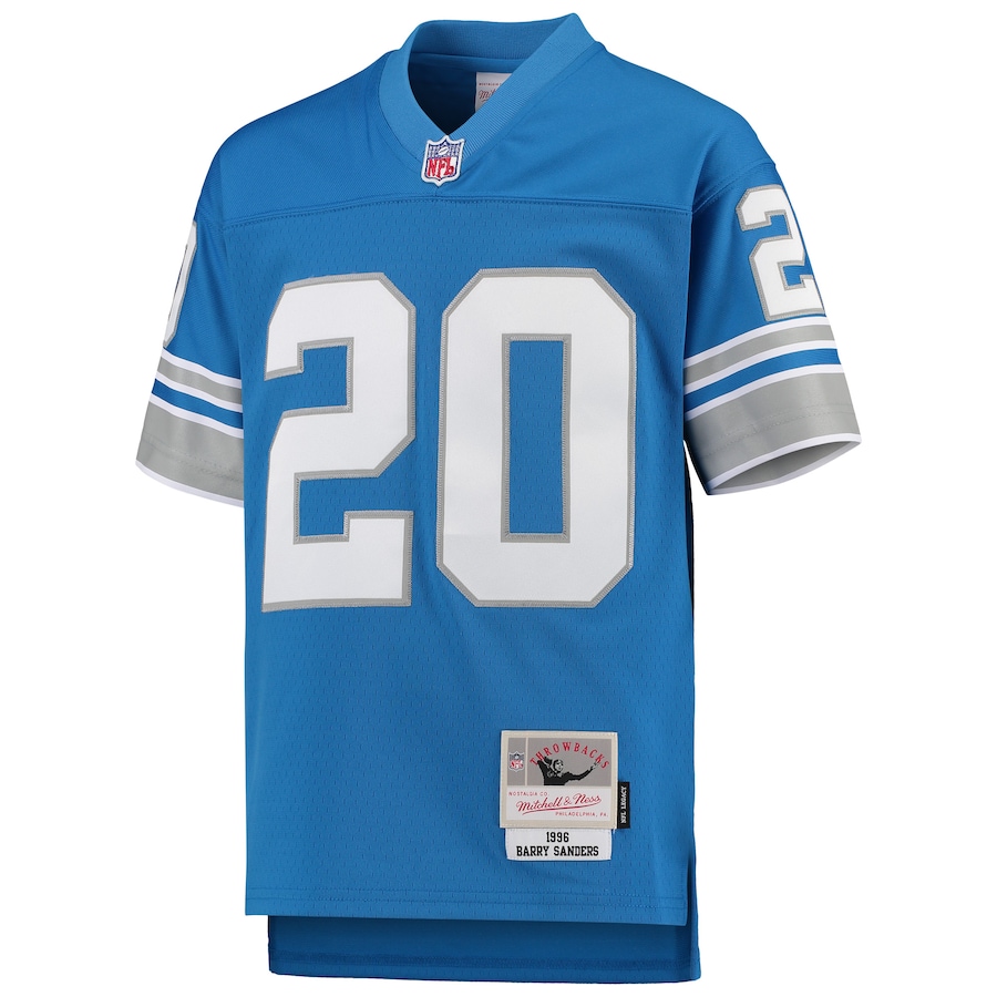 Youth Detroit Lions Barry Sanders Mitchell & Ness Blue 1996 Legacy Retired Player Jersey