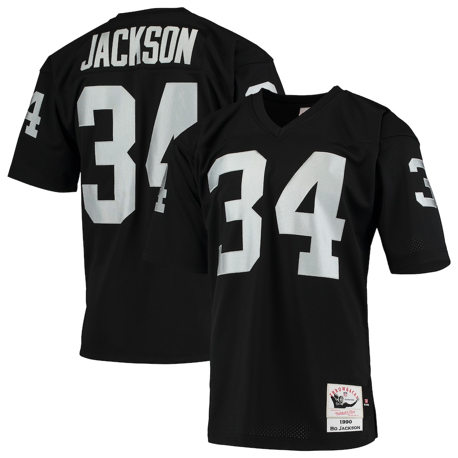 Men’s Las Vegas Raiders Bo Jackson Mitchell & Ness Black 1990 Authentic Throwback Retired Player Jersey