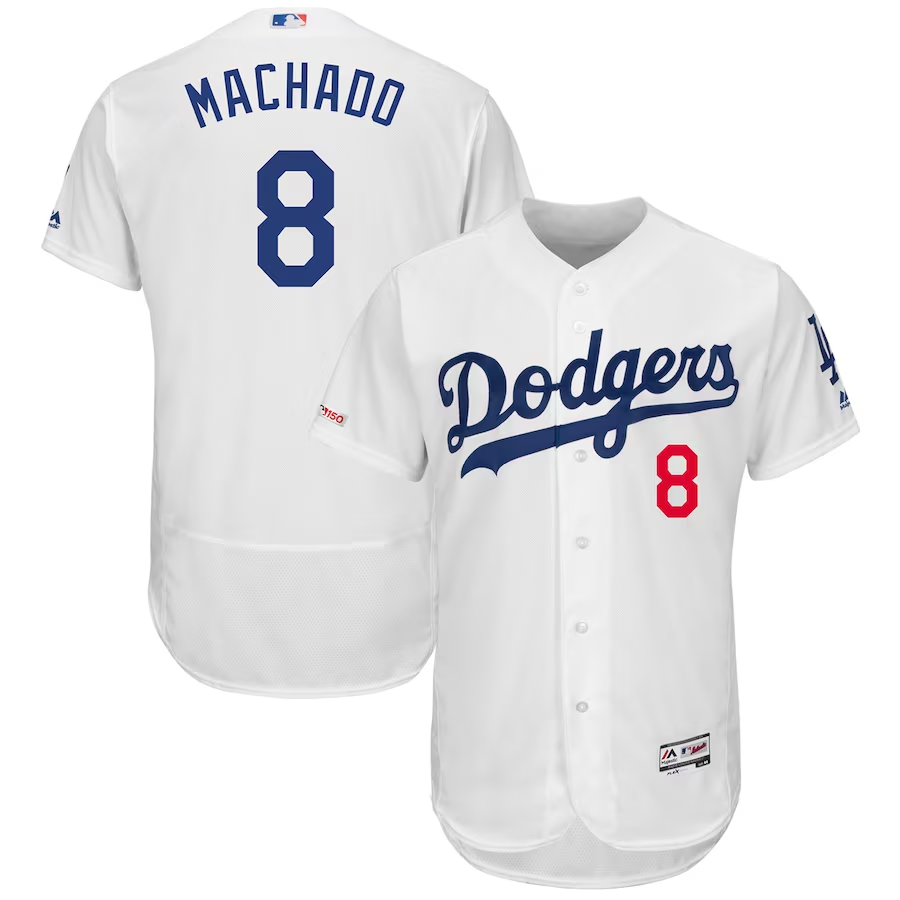 Men's Los Angeles Dodgers Manny Machado Majestic White Home Authentic Collection Flex Base Player Jersey