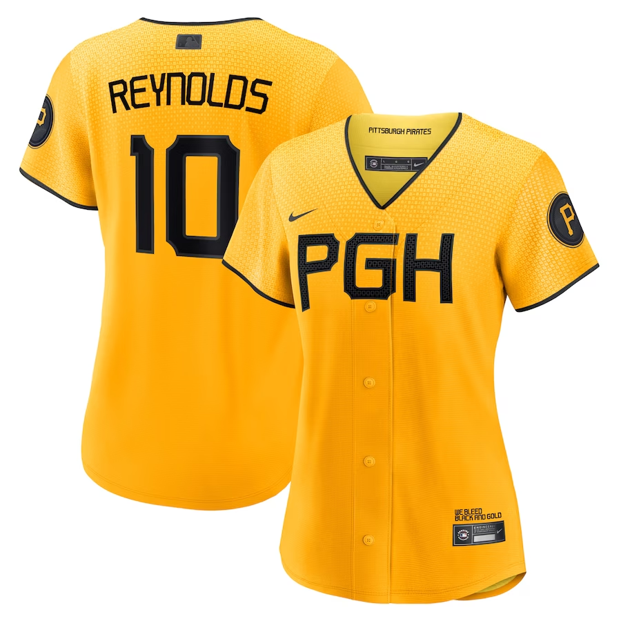 Women's Pittsburgh Pirates Bryan Reynolds Gold 2023 City Connect Replica Player Jersey