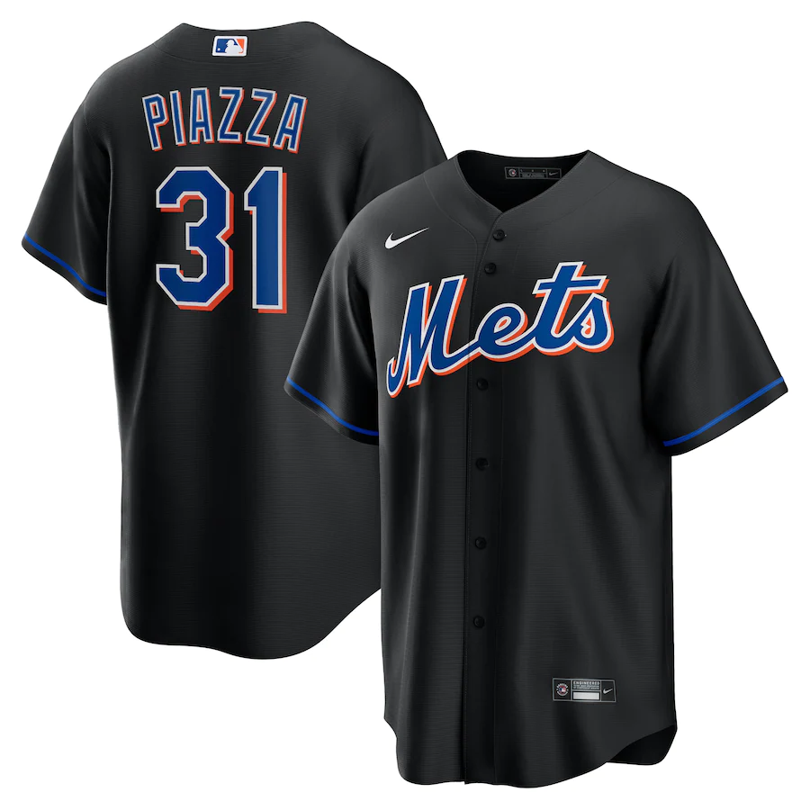 Men's New York Mets 31 Mike Piazza Black 2022 Alternate Replica Player Jersey