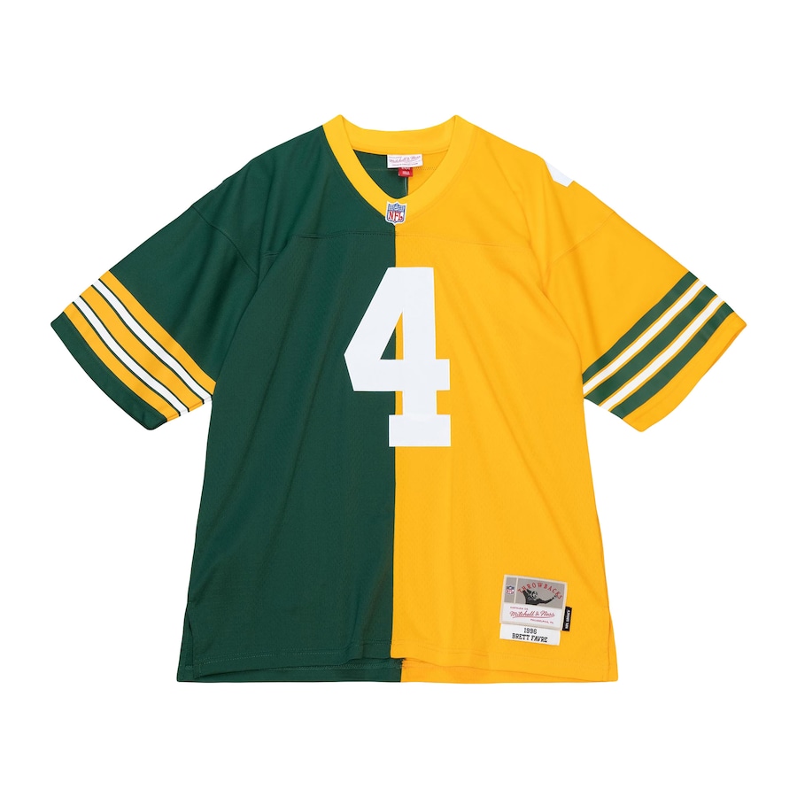 Men’s Green Bay Packers Brett Favre Mitchell & Ness Green/Gold 1996 Split Legacy Replica Jersey
