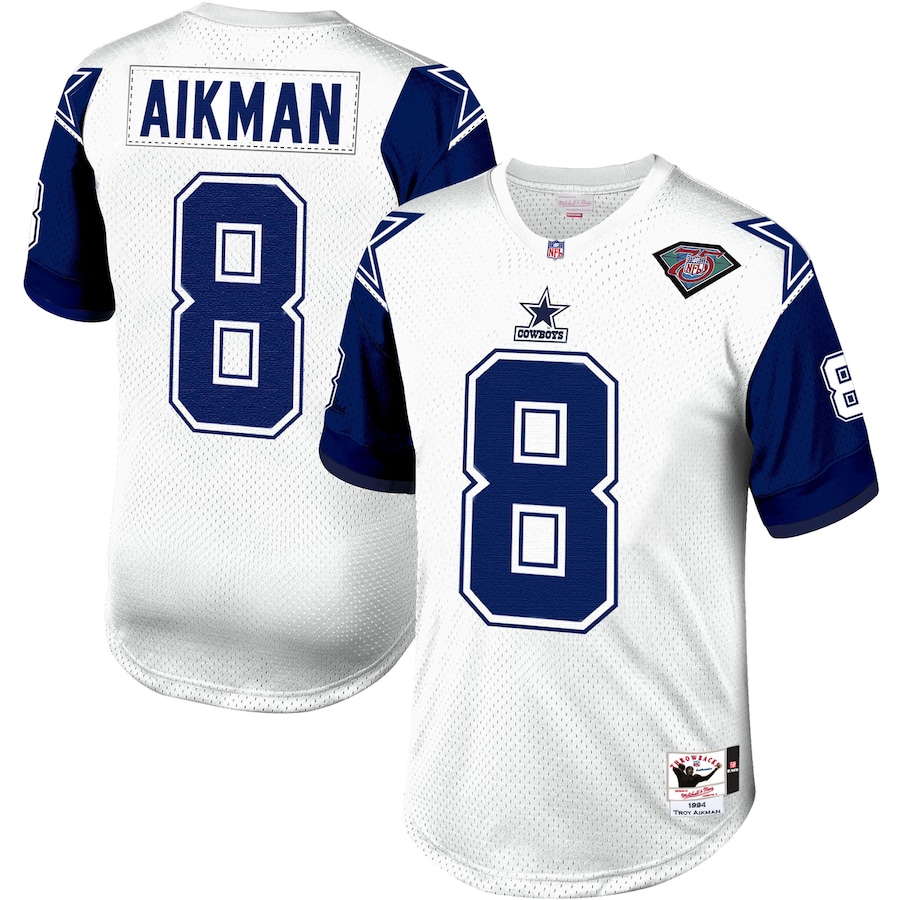Men’s Dallas Cowboys Troy Aikman Mitchell & Ness White/Navy 1994 Authentic Retired Player Jersey