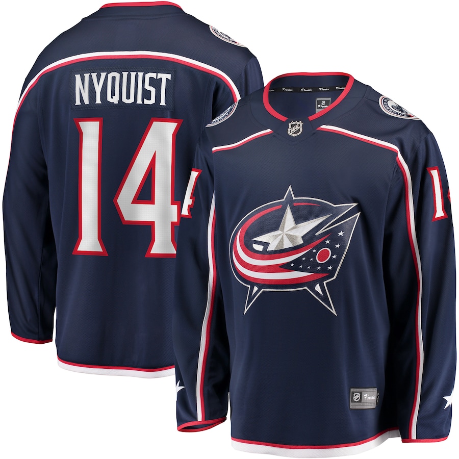 Men's Columbus Blue Jackets 14 Gustav Nyquist Fanatics Branded Navy Home Breakaway Player Jersey