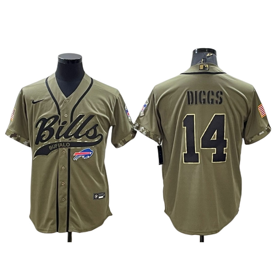 Men's Buffalo Bills Stefon Diggs Olive Salute to Service Baseball Jersey
