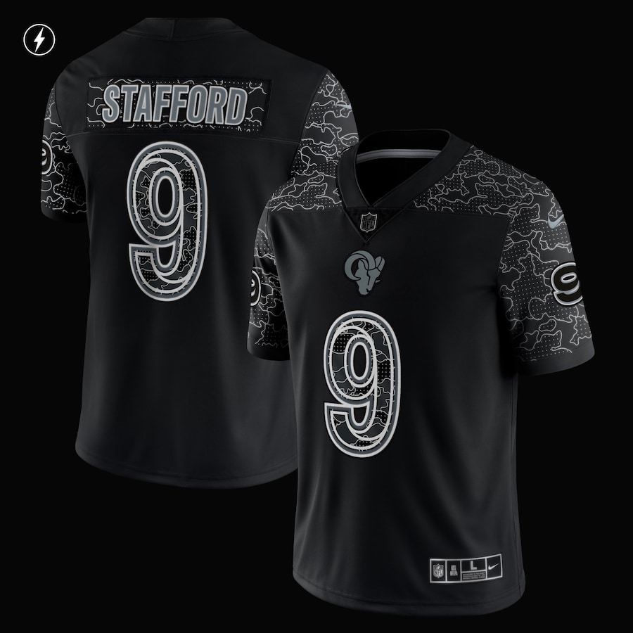 Men’s Los Angeles Rams Matthew Stafford Nike Black RFLCTV Limited Jersey