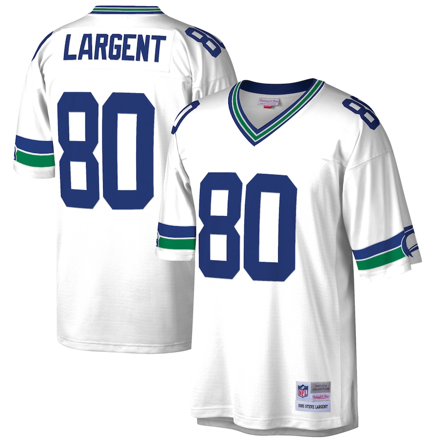 Men’s Seattle Seahawks Steve Largent Mitchell & Ness White Retired Player Legacy Replica Jersey