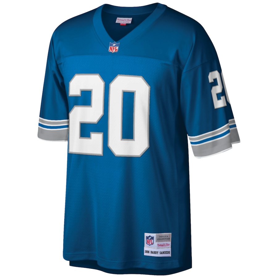 Men’s Detroit Lions Barry Sanders Mitchell & Ness Blue Big & Tall 1996 Retired Player Replica Jersey