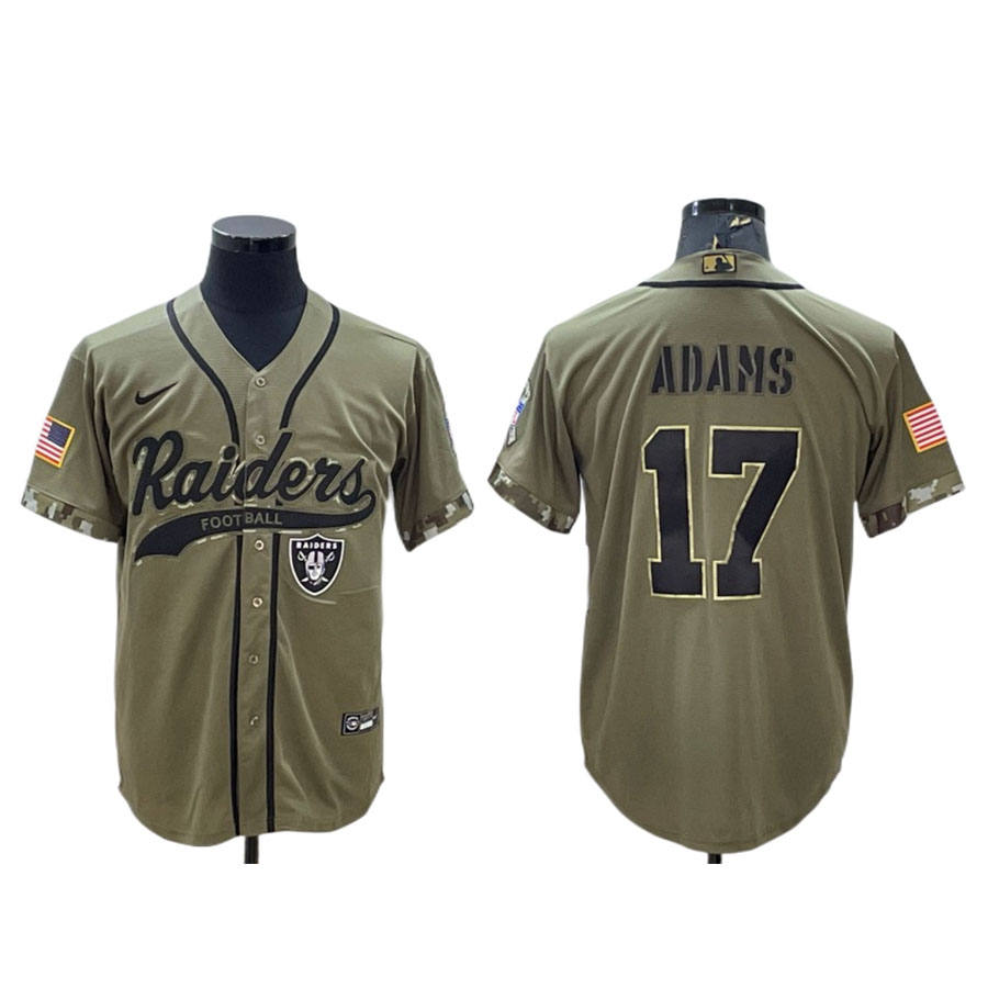 Men's Las Vegas Raiders Davante Adams Olive Salute to Service Baseball Jersey
