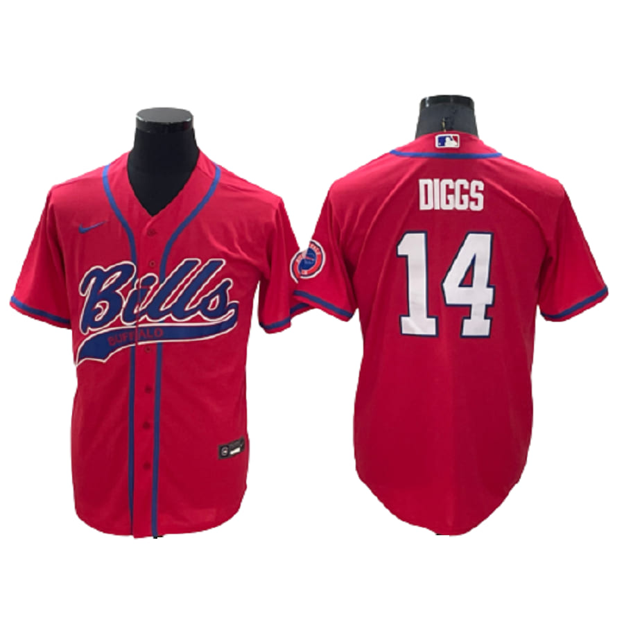 Men's Buffalo Bills Stefon Diggs Red Cool Base Stitched Baseball Jersey