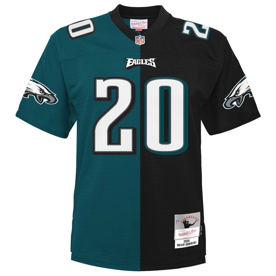 Men’s Philadelphia Eagles Brian Dawkins Mitchell & Ness Midnight Green/Black 2004 Split Legacy Replica Jersey