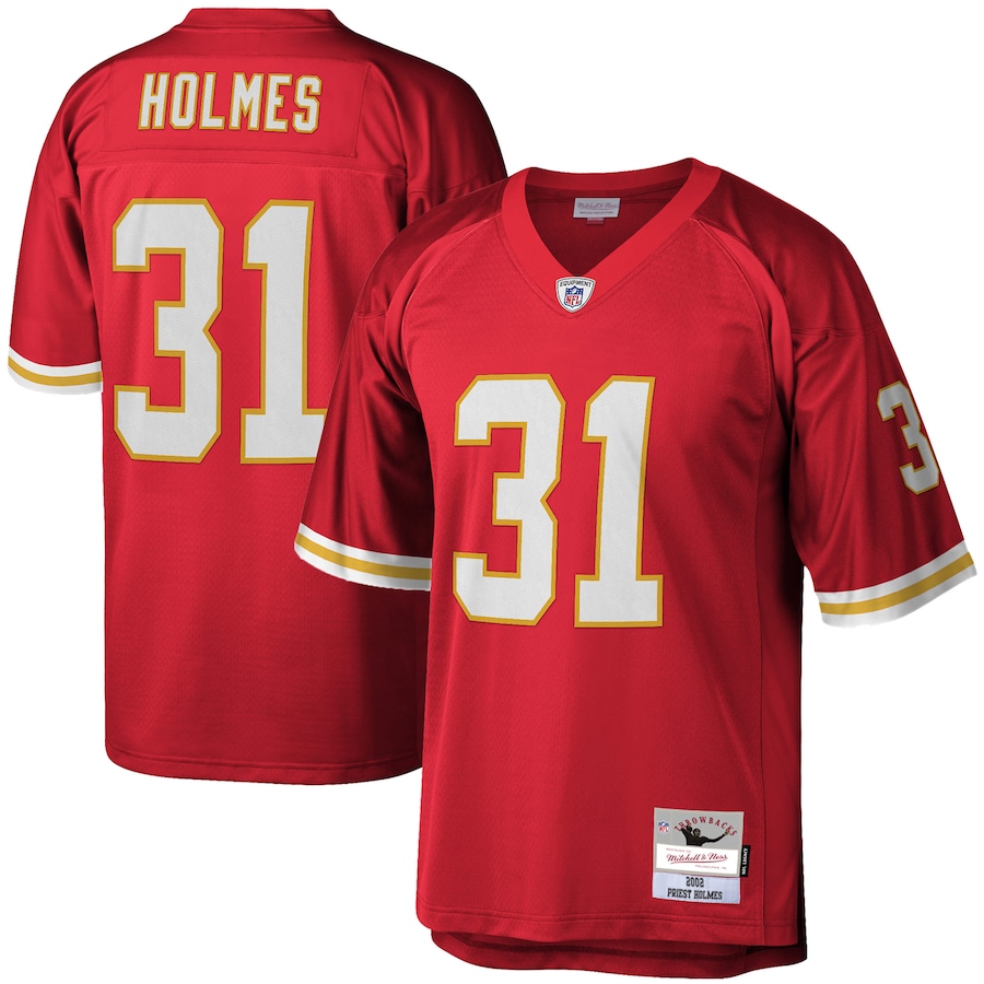 Men’s Kansas City Chiefs Priest Holmes Mitchell & Ness Red 2002 Legacy Replica Jersey