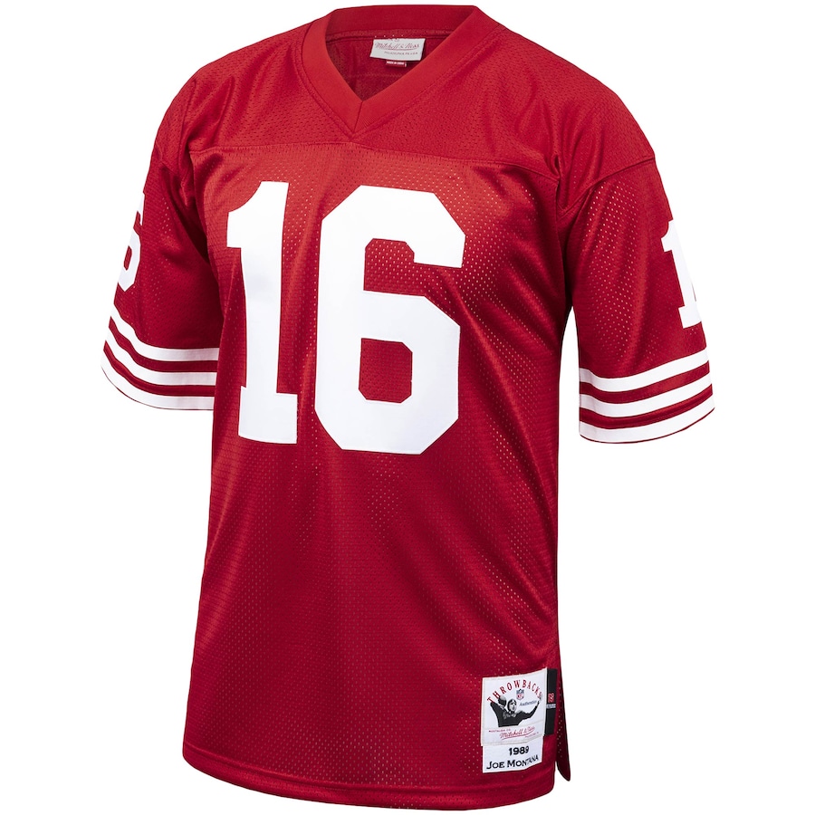 Men’s San Francisco 49ers Joe Montana Mitchell & Ness Scarlet 1989 Authentic Throwback Retired Player Jersey