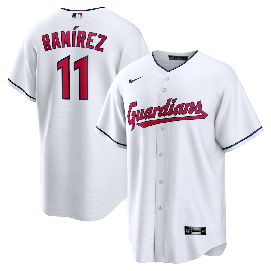 Men's Cleveland Guardians 11 José Ramírez White Replica Player Jersey