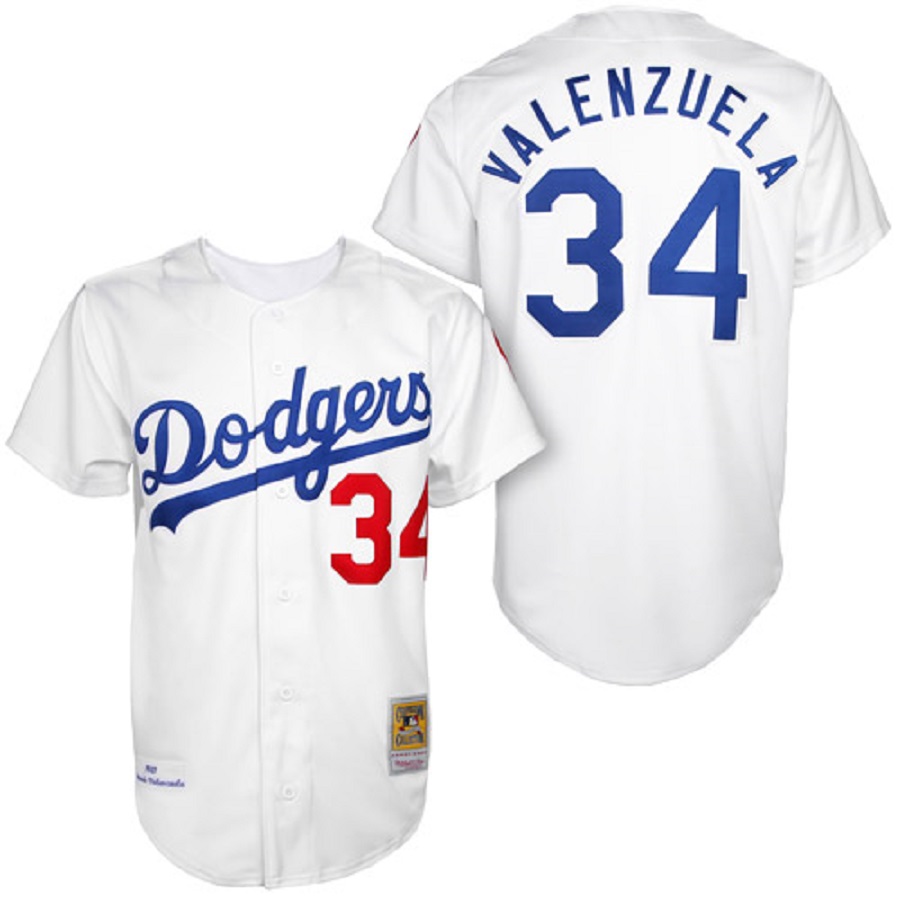 Men's Los Angeles Dodgers Fernando Valenzuela White 1955 Throwback Baseball Jersey