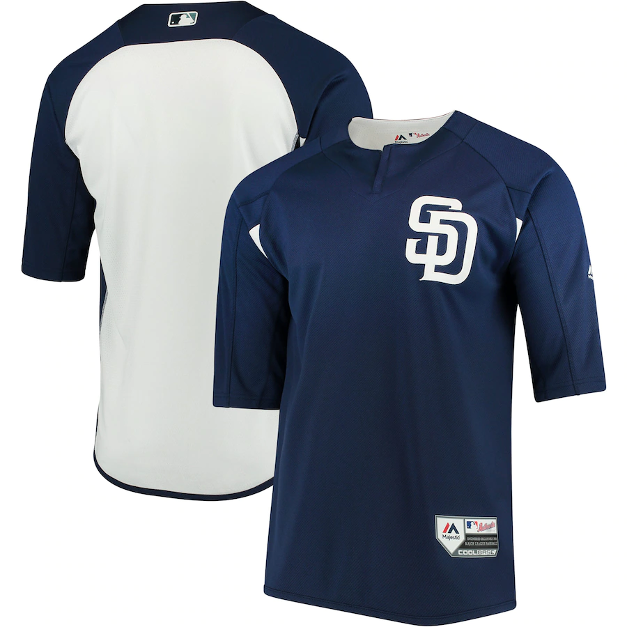 Men's San Diego Padres Navy/White Authentic Collection On-Field 3/4-Sleeve Batting Practice Jersey